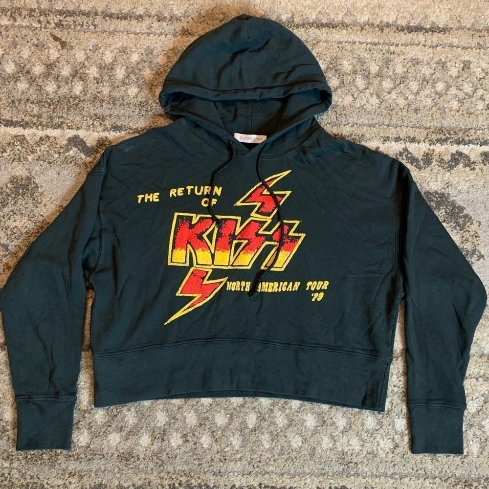 Daydreamer x KISS Cropped Gray Hoodie XS